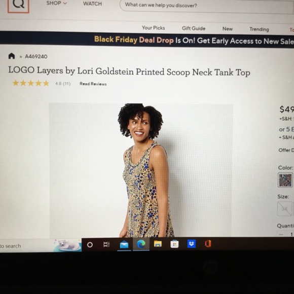 Printed Scoop Neck Tank Salted Caramel Sz XL - Picture 5 of 6